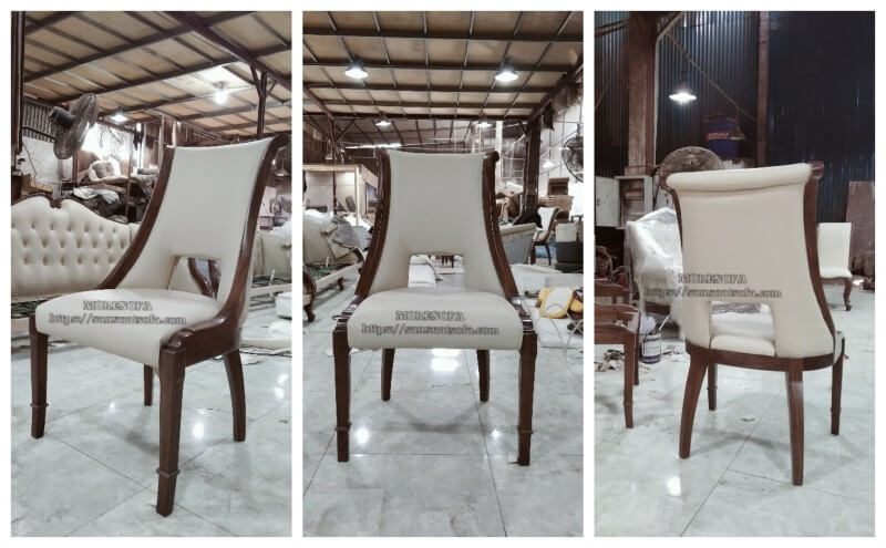 Ghế ăn cao cấp bọc da vải đẹp mang lại sự hiện đại cho nhà phố, biệt thự, chung cư với thân hình gỗ óc chó.